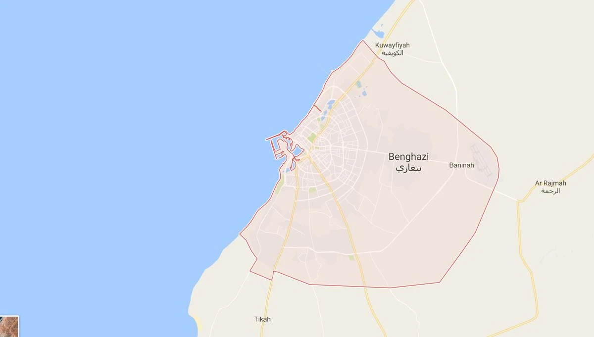 East Libyan forces said they had gained control of one of two remaining districts of Benghazi where they faced armed resistance. (Google Maps)