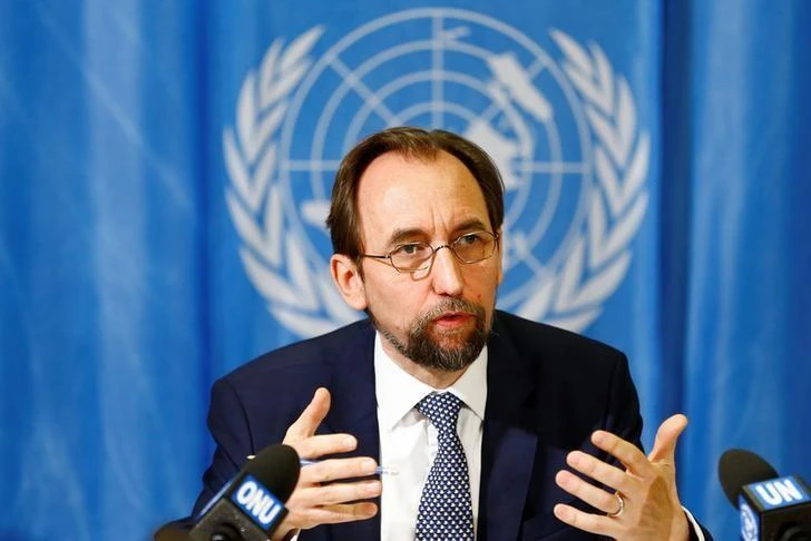 United Nations High Commissioner for Human Rights Zeid Ra'ad al-Hussein of Jordan speaks during a news conference at the United Nations European headquarters in Geneva, Switzerland, May 1, 2017. (REUTERS)