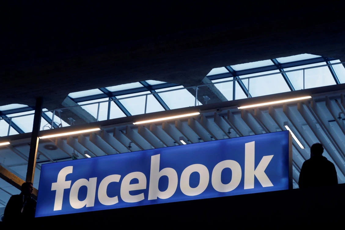 Facebook logo is seen at a start-up companies gathering at Paris’ Station F in Paris. (REUTERS