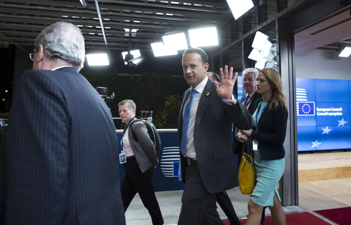 Irish Prime Minister Leo Varadkar, center, during a meeting in Brussels in this file photo. (AP)