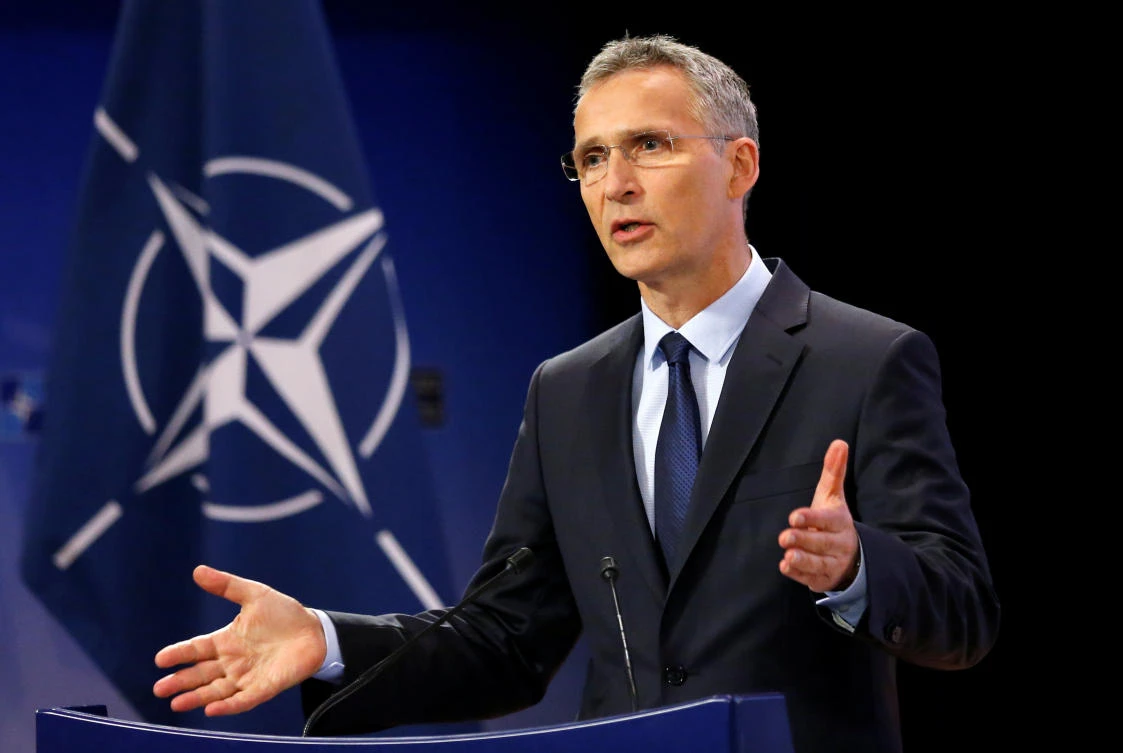 NATO Secretary-General Jens Stoltenberg addresses a news conference ahead of a NATO defense ministers meeting at the Alliance headquarters in Brussels, Belgium. (REUTERS)