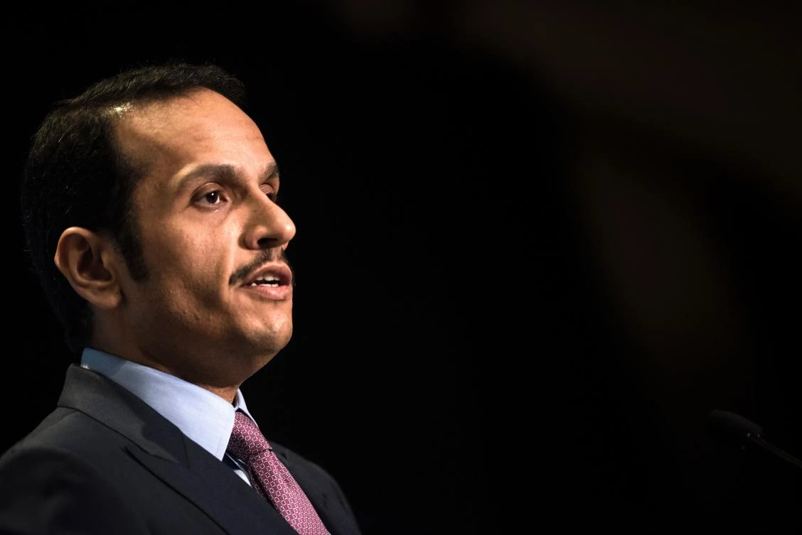 Qatar's Foreign Minister Mohammed bin Abdulrahman Al-Thani speaks during a luncheon hosted by the Arab Center of Washington, DC on Thursday. (AFP / Brendan Smialowski)