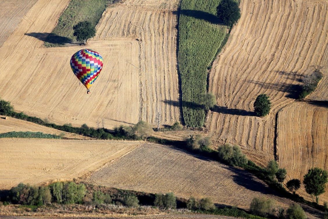 A hot air balloon flies during a hot air ballooning event in Todi, Italy, July 29, 2017. REUTERS/Alessandro Bianchi