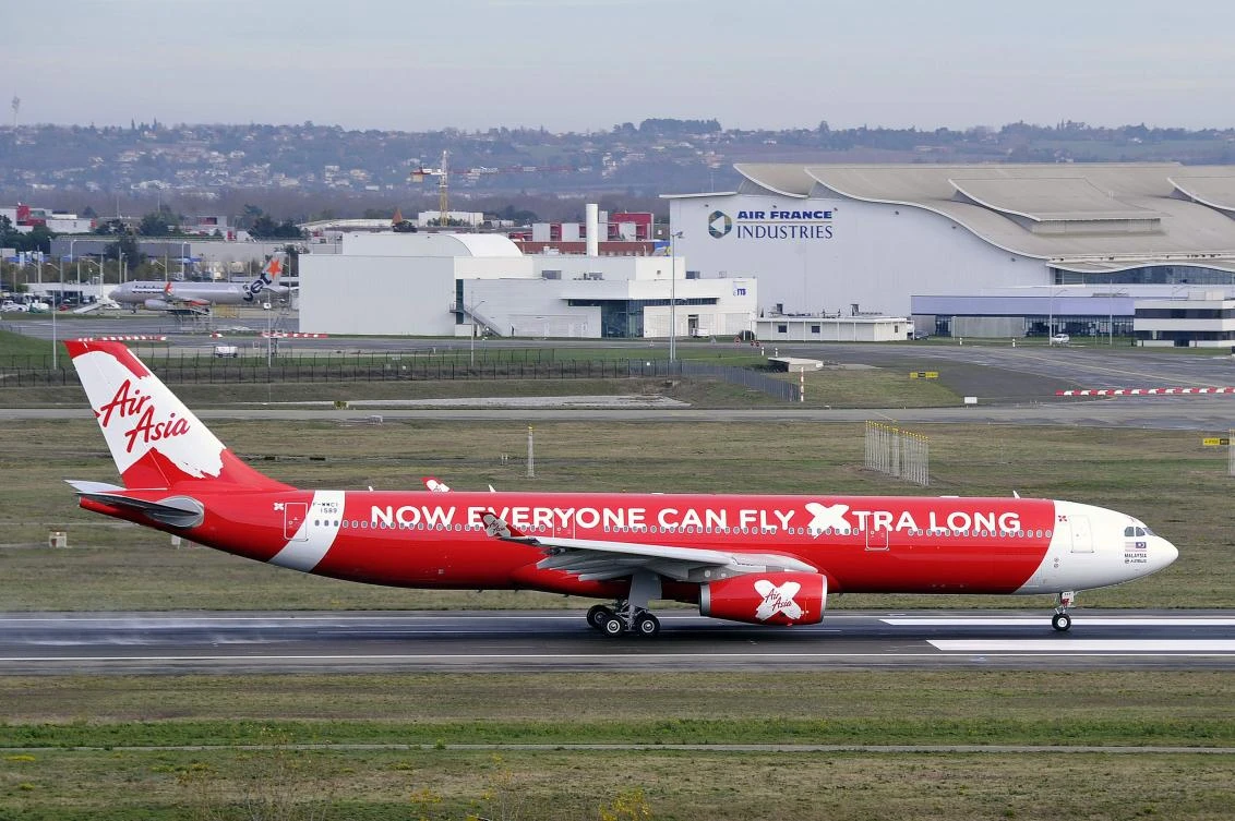 This file photo shows an AirAsia Airbus A330 aircraft preparing for take off at the Toulouse-Blagnac airport. (AFP)