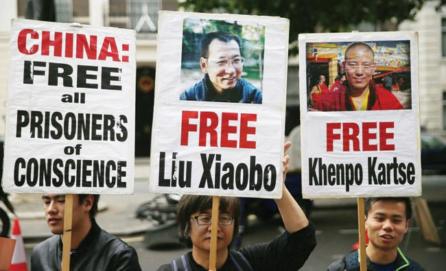 Protestors call for the release of cancer-stricken Chinese dissident Liu Xiaobo in central London recently. (AFP