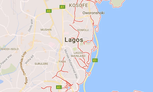 The plane was traveling between Lagos and London. (Google Maps)