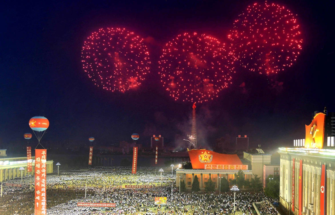 Army personnel and people gather at Kim Il Sung Square in Pyongyang July 6, 2017 to celebrate the successful test-launch of intercontinental ballistic rocket Hwasong-14. in this photo released by North Korea’s Korean Central News Agency (KCNA) in Pyongyang July 7, 2017. (REUTERS)