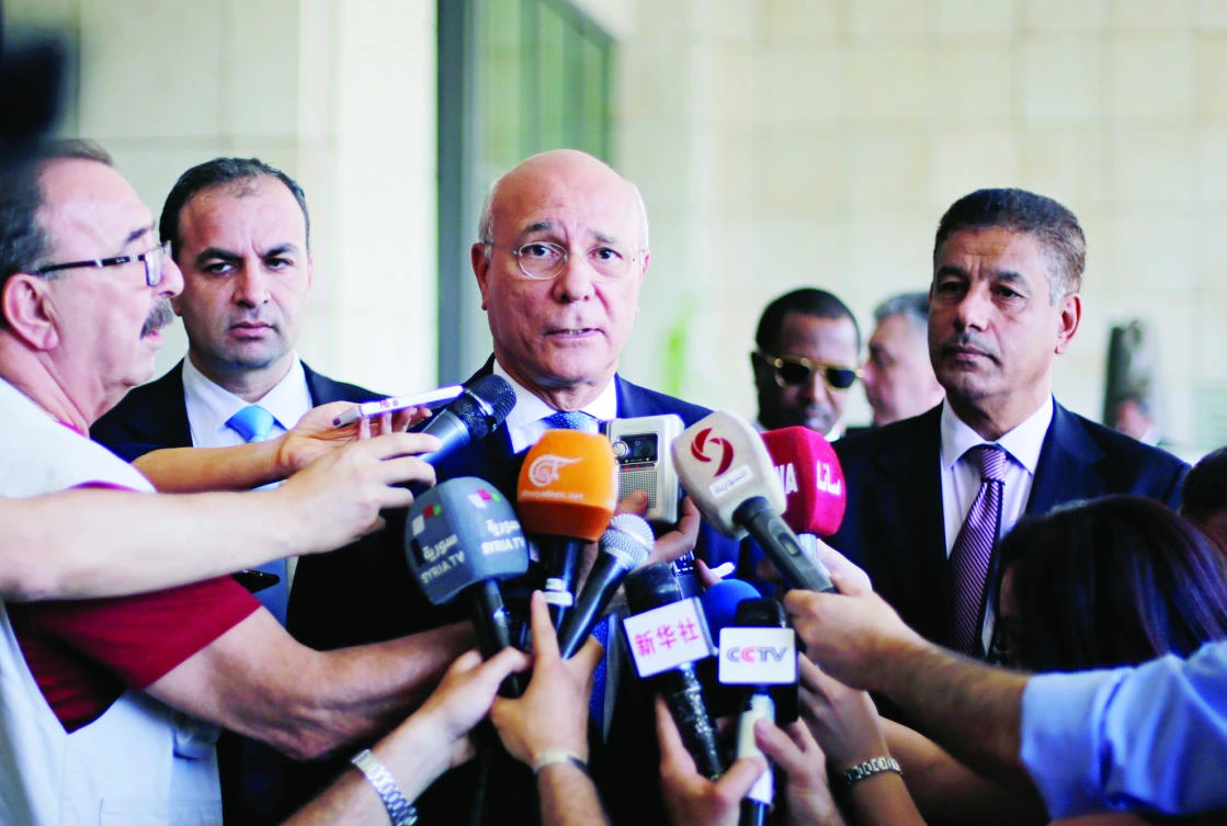 UN Deputy Special Envoy for Syria Ramzy Ezzeldin Ramzy talks to press in Damascus on Saturday. (Reuters)