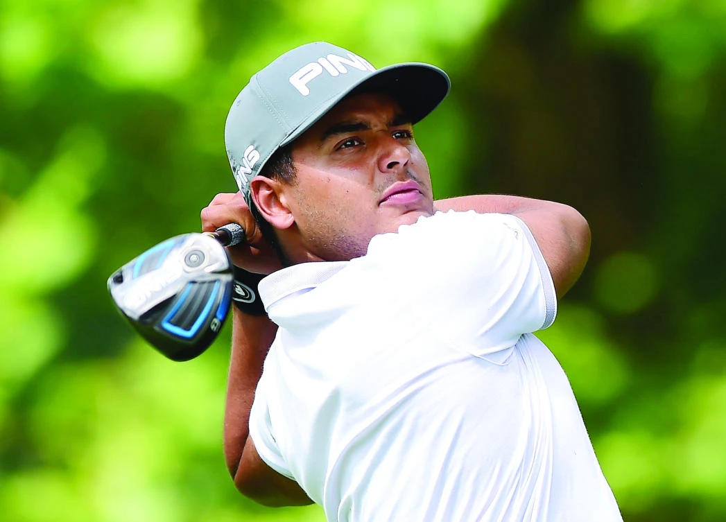 Sebastian Munoz of Colombia hits from the 16th tee during round two of The Greenbrier Classic held at the Old White TPC on Friday in White Sulphur Springs, West Virginia. (AFP)