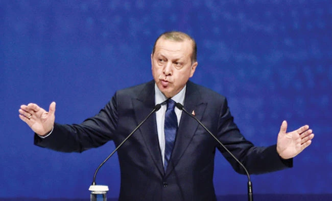 Turkey’s President Recep Tayyip Erdogan speaks during an event in Istanbul on Monday. (AFP)