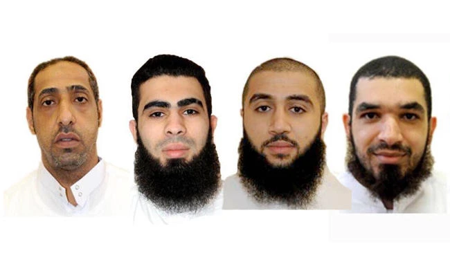 These four Saudi nationsl, (left to right) Yousef Ali Abdullah Al-Mushaikhees, Mahdi Mohammed Hassan Al-Sayegh, Amjad Naji Hassan Al-Muaibeed and Zaher Abdul Rahim Hussein Al-Basri, were executed on Tuesday after they were found guilty of committing terrorist acts. (SPA photos)
