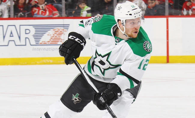 This file photo taken on March 25 shows Radek Faksa of the Dallas Stars as he skates against the New Jersey Devils at the Prudential Center in Newark, New Jersey. Czech star Radek Faksa re-signed with the Dallas Stars on Monday. (AFP)