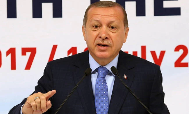 Turkish President Recep Tayyip Erdogan delivers a speech during an event in Ankara on Wednesday. (AFP)
