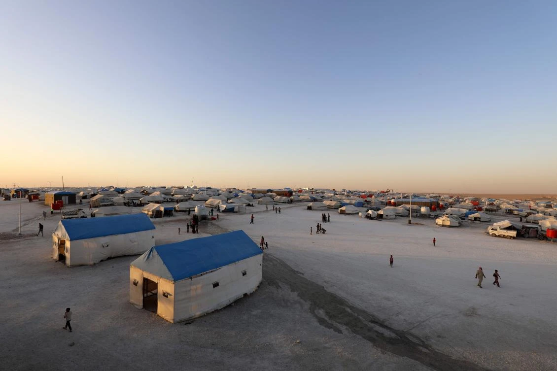 A general view shows displaced Syrian refugees. (AFP)