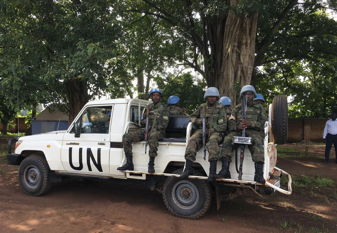 United Nations Peacekeepers drive in a truck in Yei, South Sudan, Thursday, July 13, 2017. The United Nations says it is considering putting a peacekeeping base in South Sudan’s troubled Yei region, the first such expansion since civil war began in 2013. (AP)