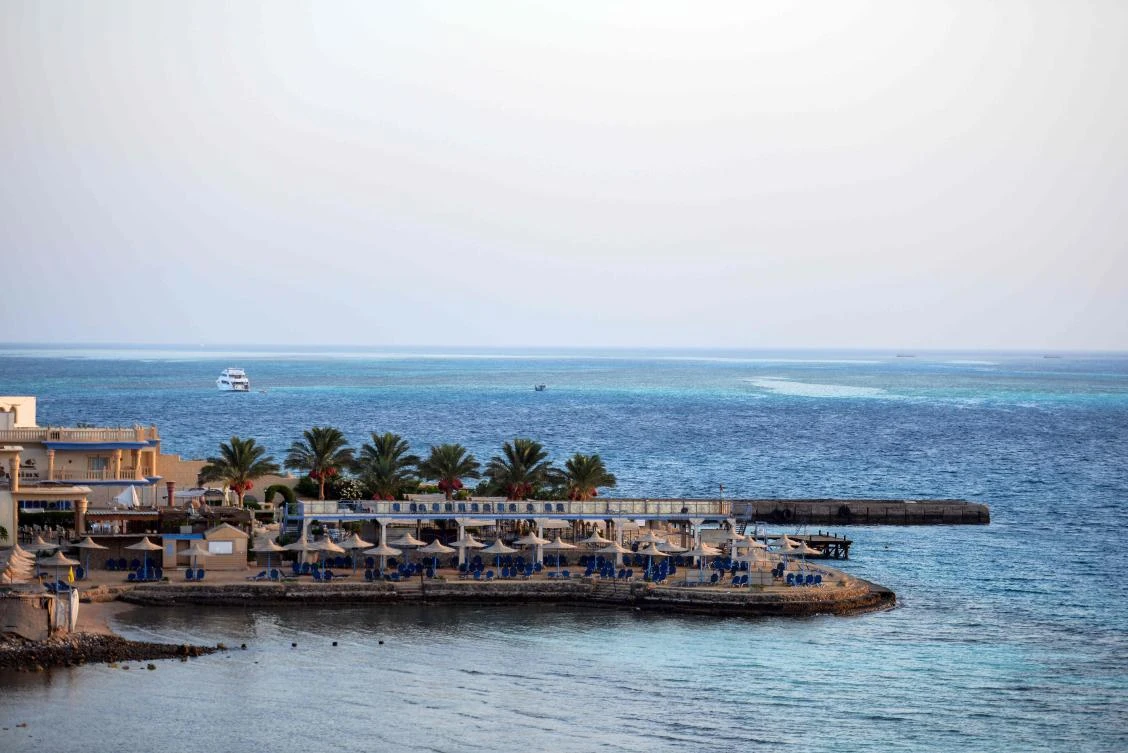 A beach is pictured July 15, 2017 in the Red Sea resort city of Hurghada, Egypt, where the previous day an Egyptian man stabbed two German tourists to death and wounded four others. Although the attacker's motives were unclear, the stabbing will come as a blow to Egypt which has been trying to woo back tourists after years of unrest and deadly attacks. (AFP)
