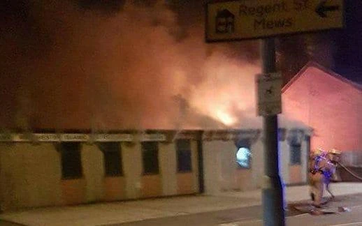 A fire broke out at the Manchester Nasfat Islamic Center late Sunday night. (Photo courtesy: Facebook/MEN MEDIA)