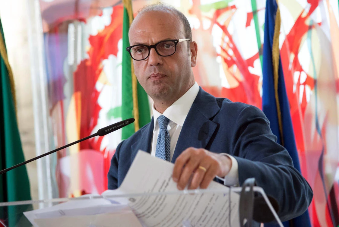 Italian Foreign Minister Angelino Alfano meets the media following a meeting with his Algerian counterpart Abdelkader Messahel, in Rome, Monday, July 10, 2017. (AP)