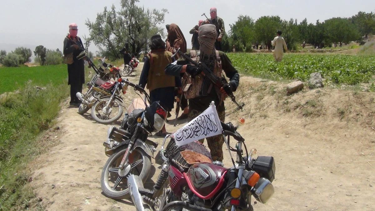 Fighters with Afghanistan’s Taliban militia stand with their weapons in Ahmad Aba district on the outskirts of Gardez, the capital of Paktia province, on July 18, 2017. (AFP)