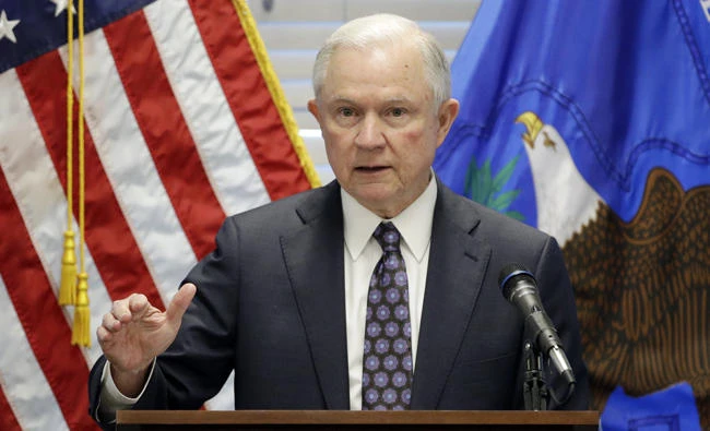 Attorney General Jeff Sessions speaking in Las Vegas on July 12, 2017. (AP Photo/John Locher, File)