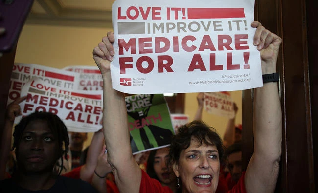 Activists protest against the Republican health care repeal-and-replace legislation on Capitol Hill in Washington, DC, on Wednesday. (Alex Wong/Getty Images/AFP)