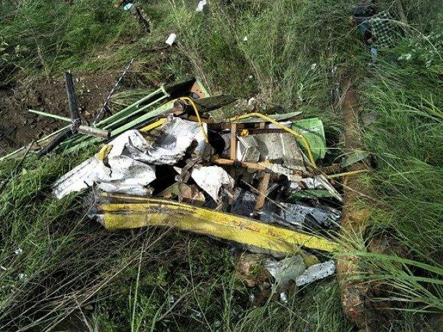 The wreckage of a bus lies in a gorge following an accident near the Indian town of Rampur on July 20, 2017. At least 28 people were killed July 20 after a bus plunged into a deep gorge in a Himalayan region of northern India popular with tourists, police said. The accident occurred around 100 kilometres (62 miles) from the hill resort of Shimla in Himachal Pradesh state, said police superintendent Soumiya Sambasiva. (AFP)