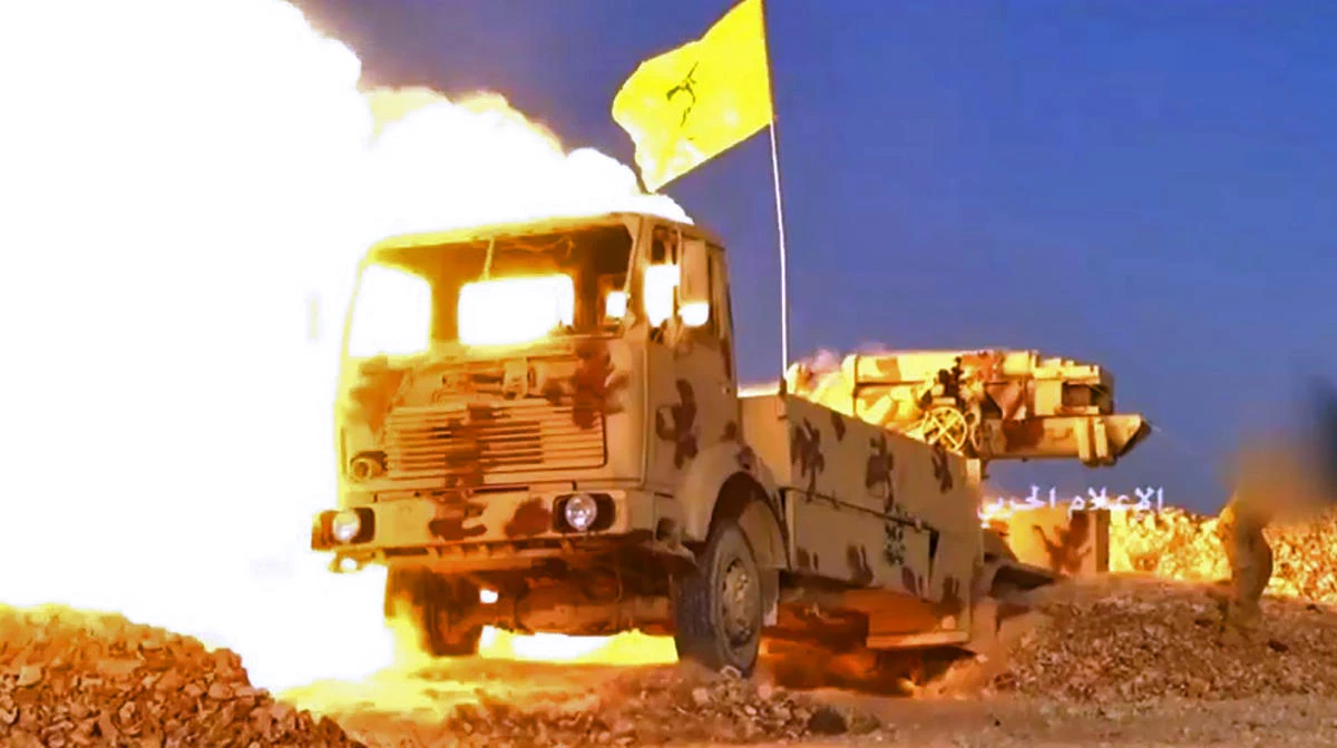 A picture released by the media office of Lebanon's Shiite militant group Hezbollah on July 21, 2017 shows an artillery firing towards militant jihadists' position in Jurud Arsal, a mountainous region bordering with Syria. Lebanon's powerful Hezbollah group said that its fighters had begun an operation against militants on both sides of the country's border with Syria. (AFP)