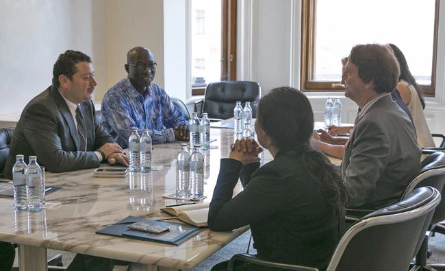 UN Special Adviser on Genocide Prevention Adama Dieng visits the KAICIID office in New York to discuss a way forward in implementing Fez Process Action Plan. (Twitter photo)