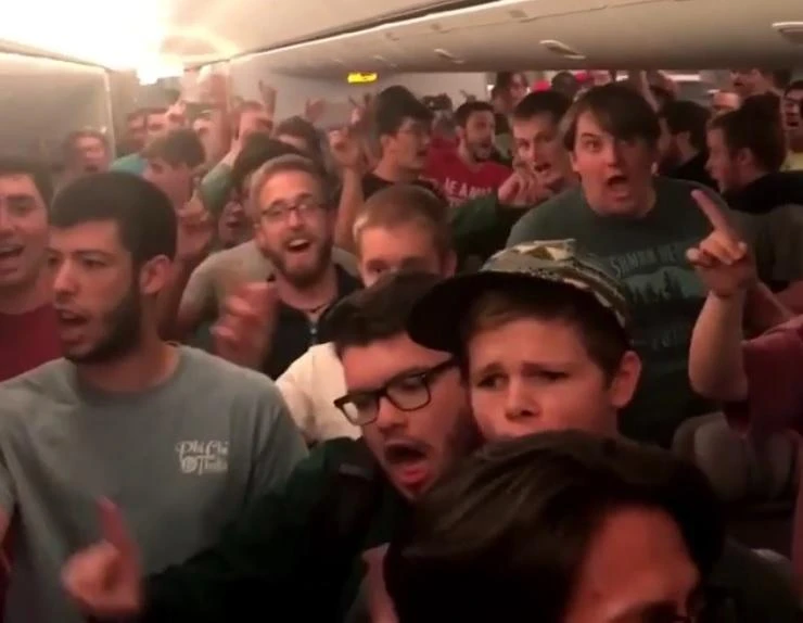 The Baylor University School of Music Men’s Choir was heading back from Kenya when they broke out into song. (Photo courtesy: @emirates)