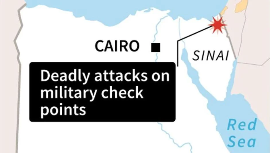 Map locating Sinai in Egypt where deadly car bombing took place near a military check point on July 25. (AFP)