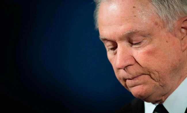 In this file photo, US Attorney General Jeff Sessions during a press conference at the US Department of Justice in Washington, DC. (AFP)