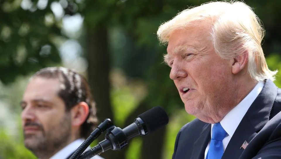 US President Donald Trump holds a news conference with Prime Minister of Lebanon Saad Hariri, in the Rose Garden at the White House on July 25.(AFP)