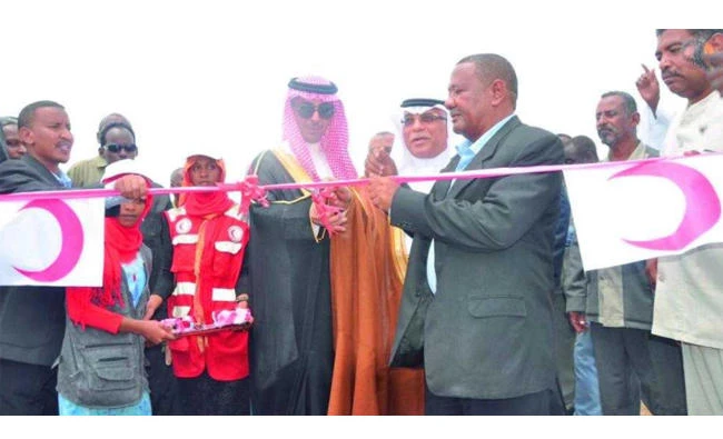 Prince Abdullah bin Faisal, director of the international affairs and relief department at the Saudi Red Crescent Authority (SRCA), inaugurates the first phase of King Abdullah bin Abdul Aziz Village in Sudan.