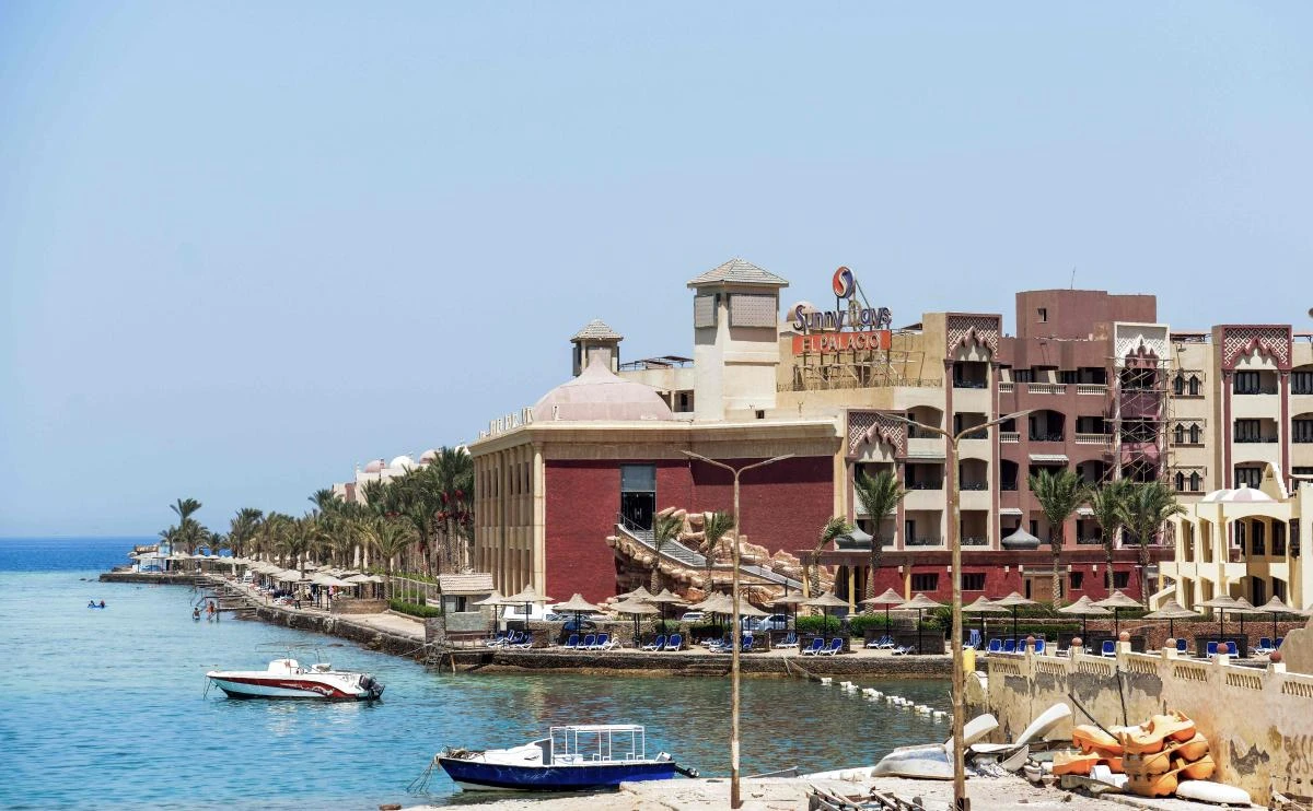 A picture taken on July 15, 2017 shows a general view of the Sunny Days Elpalacio beach in the Egyptian Red Sea resort city of Hurghada, where an Egyptian stabbed to death two German tourists and injured four others the day before. (AFP)