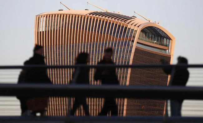 The iconic 34-story building known as the ‘Walkie Talkie’ is fully let and includes a three-tiered sky garden with a restaurant. (Reuters)