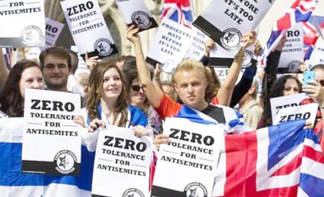 Protesters march against anti-Semitism in London in this file photo.(AFP)