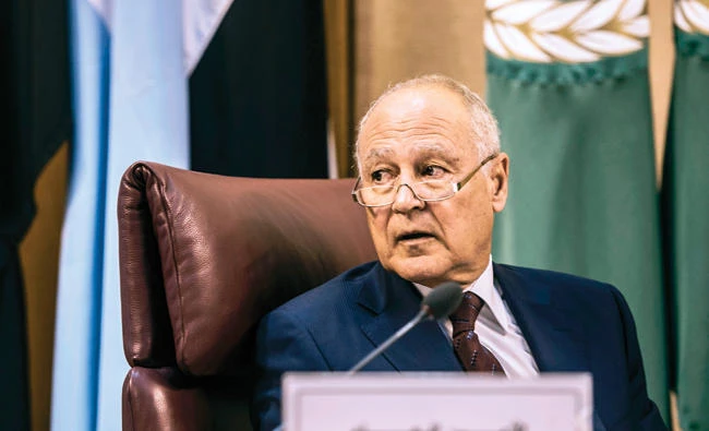 Arab League Secretary-General Ahmed Abul Gheit attends the Arab foreign ministers’ meeting in Cairo on Thursday. (AFP)
