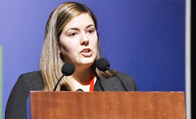 Brazil's Fertilizantes de Argus editor Mony Belon participates in the YPFB VII Gas & Oil International Congress in Santa Cruz de la Sierra, Bolivia, in this July 26, 2017 photo. (AFP)