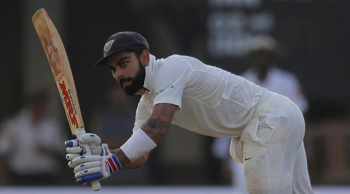 India’s captain Virat Kohli plays a shot during the third day of the first test cricket match against Sri Lanka in Galle. (AP)