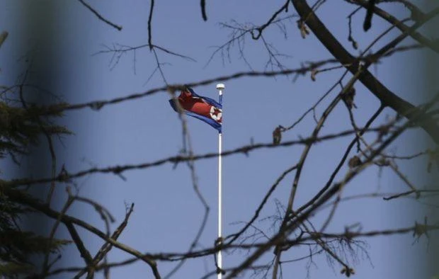 The North Korean national flag flies at the North Korean embassy in Beijing on March 8, 2017. (AFP)