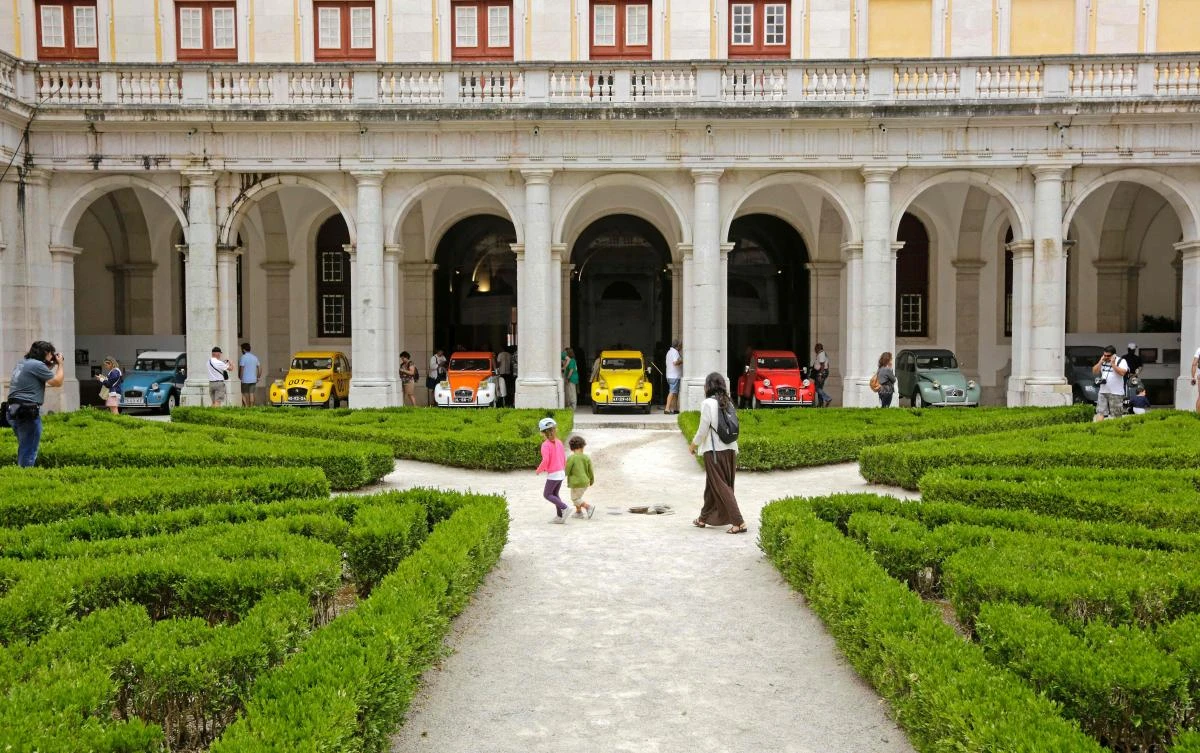 Rare special Citroen model cars are displayed inside the Royal Palace of Mafra during the World 2017 2CV Meeting July 30, 2017. The event is held between the 26th and the 31st of July 2017, 30 years after Portugal hosted the seventh 2CV World Meeting in 1987, and will include activities ranging from an open air fair, a competition to disassemble and reassemble, an "elegance" contest for original and modofied 2CV's, a chimes concert, to a short term 2CV museum hosted by the Marfa national palace featuring vehicles from the Citroen Heritage collection purposely brought from Paris. / AFP / JOSE MANUEL RIBEIRO