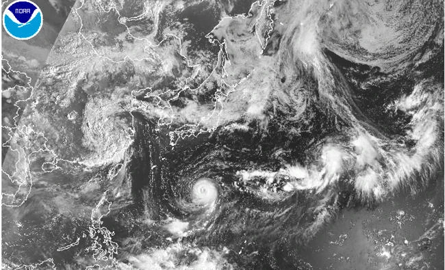 This satellite image taken on Monday, and released by the National Oceanic and Atmospheric Administration shows Typhoon Noru. (AP)