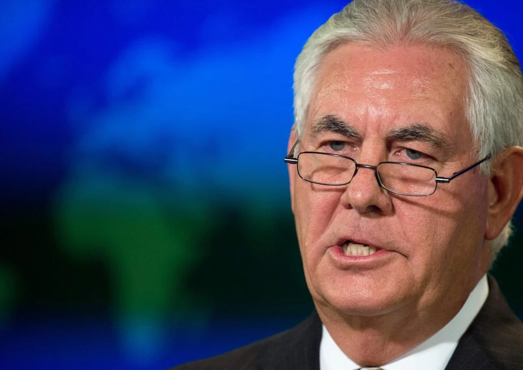 US Secretary of State Rex Tillerson delivers remarks August 1, 2017, from the briefing room of the US State Department in Washington, DC. Secretary of State Rex Tillerson promised Tuesday that the United States is not trying to topple Kim Jong-Un's North Korean regime, but warned it must halt its nuclear missile program.Briefing reporters on diplomatic efforts to pressure Pyongyang, Tillerson said Washington would be willing to talk to the North if its leaders accept that they must disarm. (AFP)