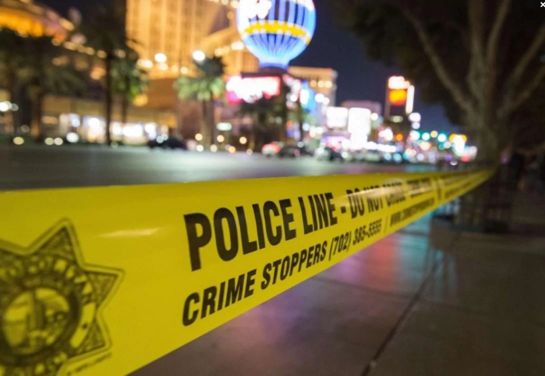 A police line blocks off part of the Las Vegas Strip in December 2015. (AFP)
