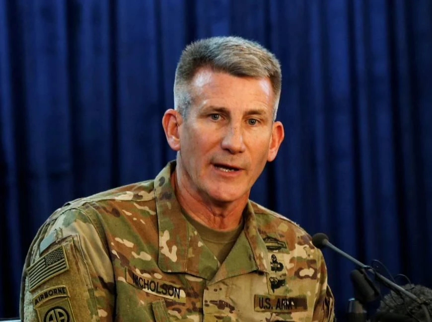 U.S. Army Gen. John Nicholson, commander of Resolute Support forces and U.S. forces in Afghanistan, speaks during a news conference in Kabul in April 14. (REUTERS)