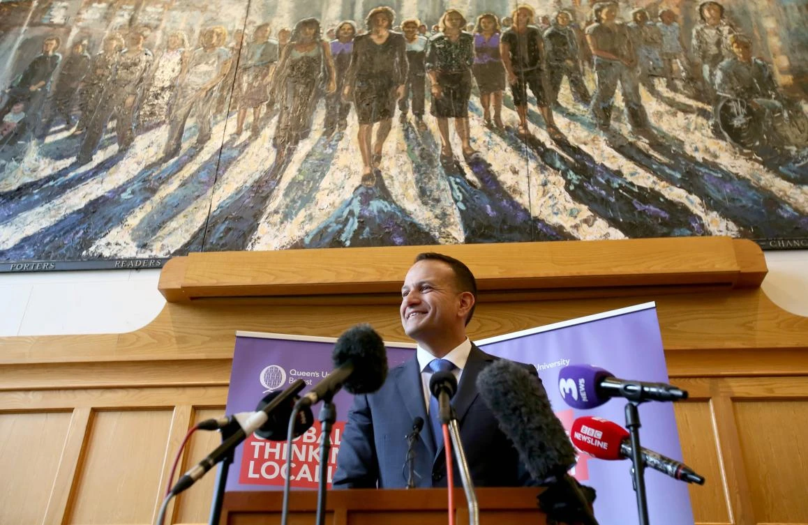 Ireland's Prime Minister Leo Varadkar speaks during a press conference at Queen's University in Belfast on August 4, 2017. (AFP / Paul Faith)