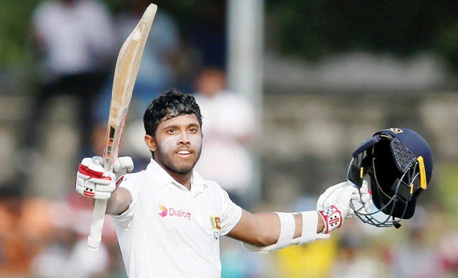Sri Lanka’s Kusal Mendis celebrates his century. (Reuters)