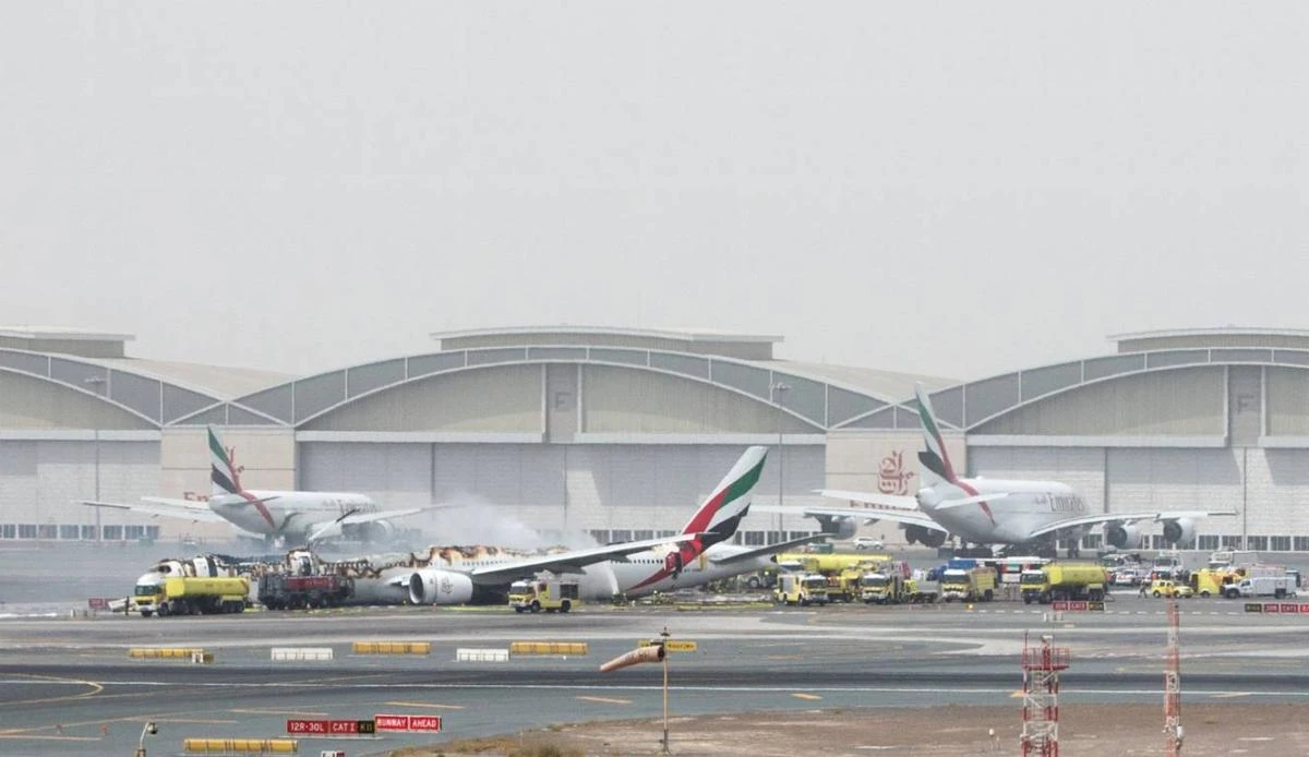 The Emirates aircraft, a Boeing 777-300, coming from Thiruvananthapuram, India hit the runway during an attempted go-around at Dubai International Airport. (Reuters)