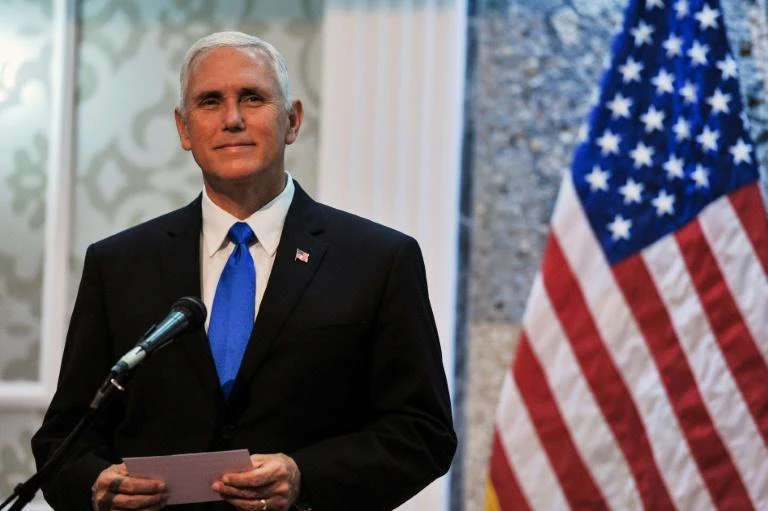 US Vice President Mike Pence speaks to the press in Podgorica, Montenegro, on August 2, 2017. (AFP)
