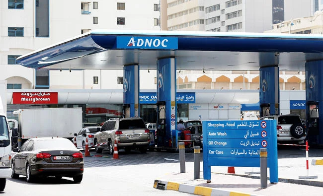 Cars are seen an ADNOC petrol station in Abu Dhabi, United Arab Emirates, in this July 10, 2017 photo. (REUTERS)